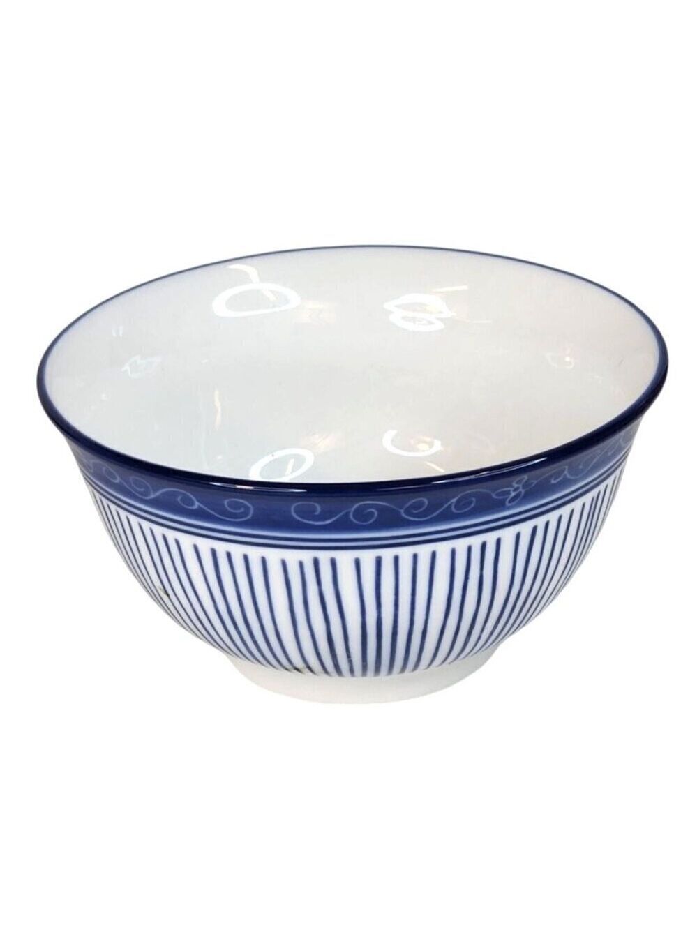 Pier 1 Blue White Hand painted Salad, Cereal Serving Bowl 5" Mint Condition.